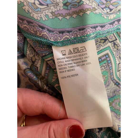 IMAN Mid Century Modern Boho Blue Purple & Black Glam Maxi Swim Coverup Small - Picture 8 of 9